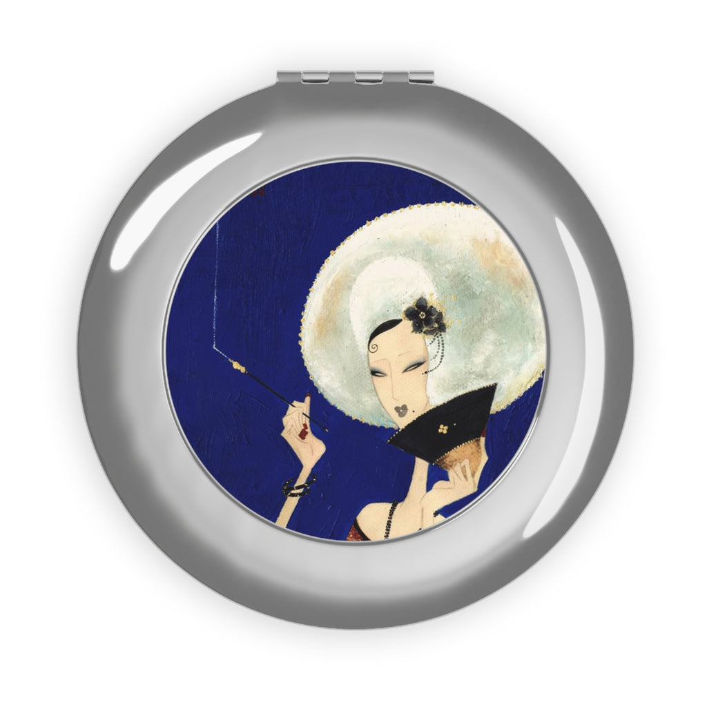 Compact Travel Mirror – Art Deco Lady Illustration Pocket Mirror