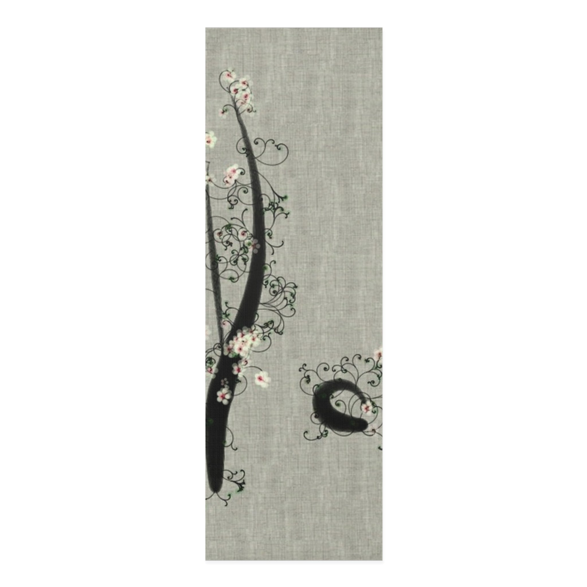 Floral Calligraphy Foam Yoga Mat – Grey Linen Vine Design