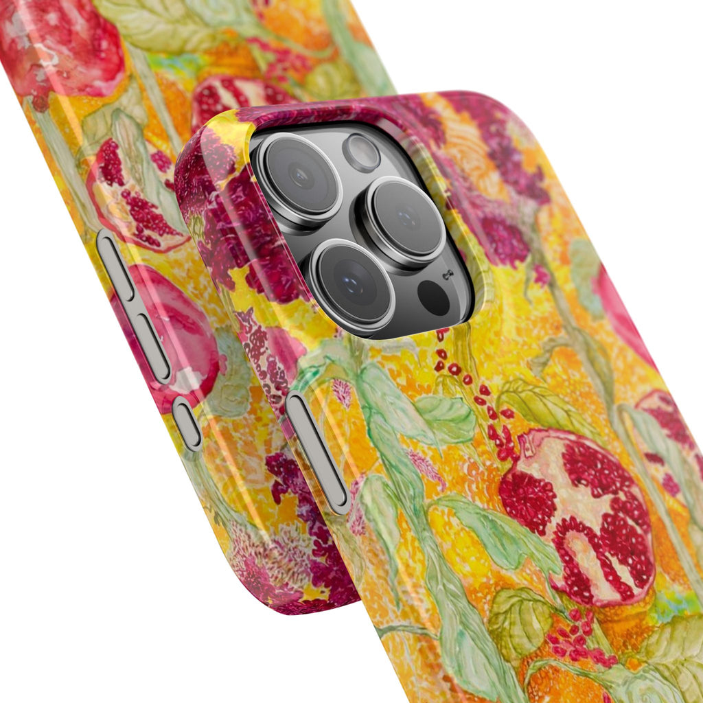 Pomegranate Garden Slim Phone Case — Vibrant Watercolor Fruit Art