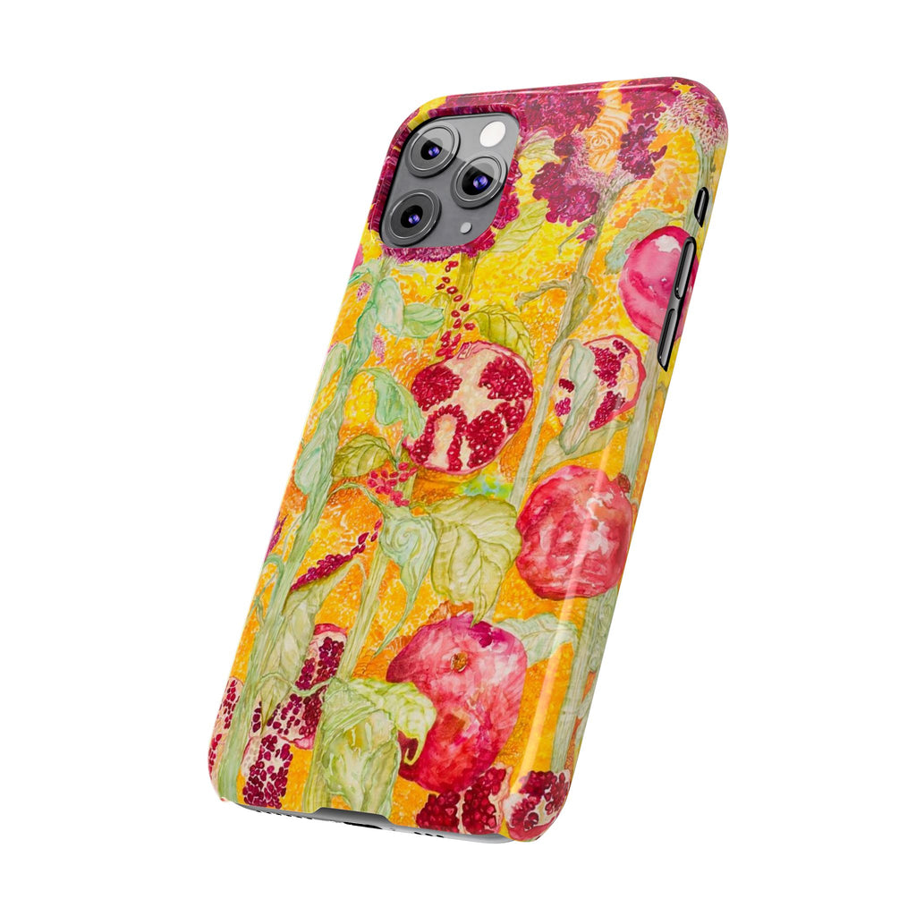 Pomegranate Garden Slim Phone Case — Vibrant Watercolor Fruit Art