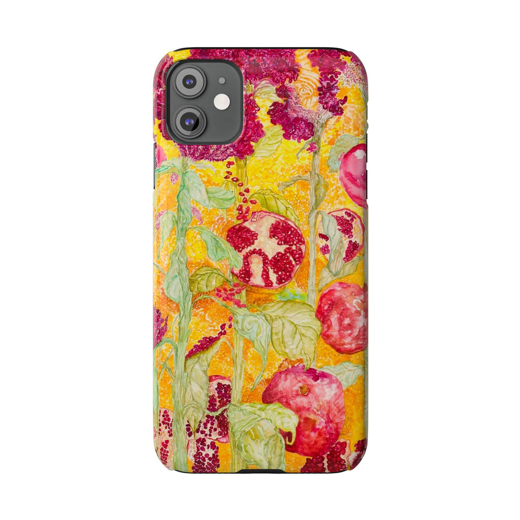 Pomegranate Garden Slim Phone Case — Vibrant Watercolor Fruit Art