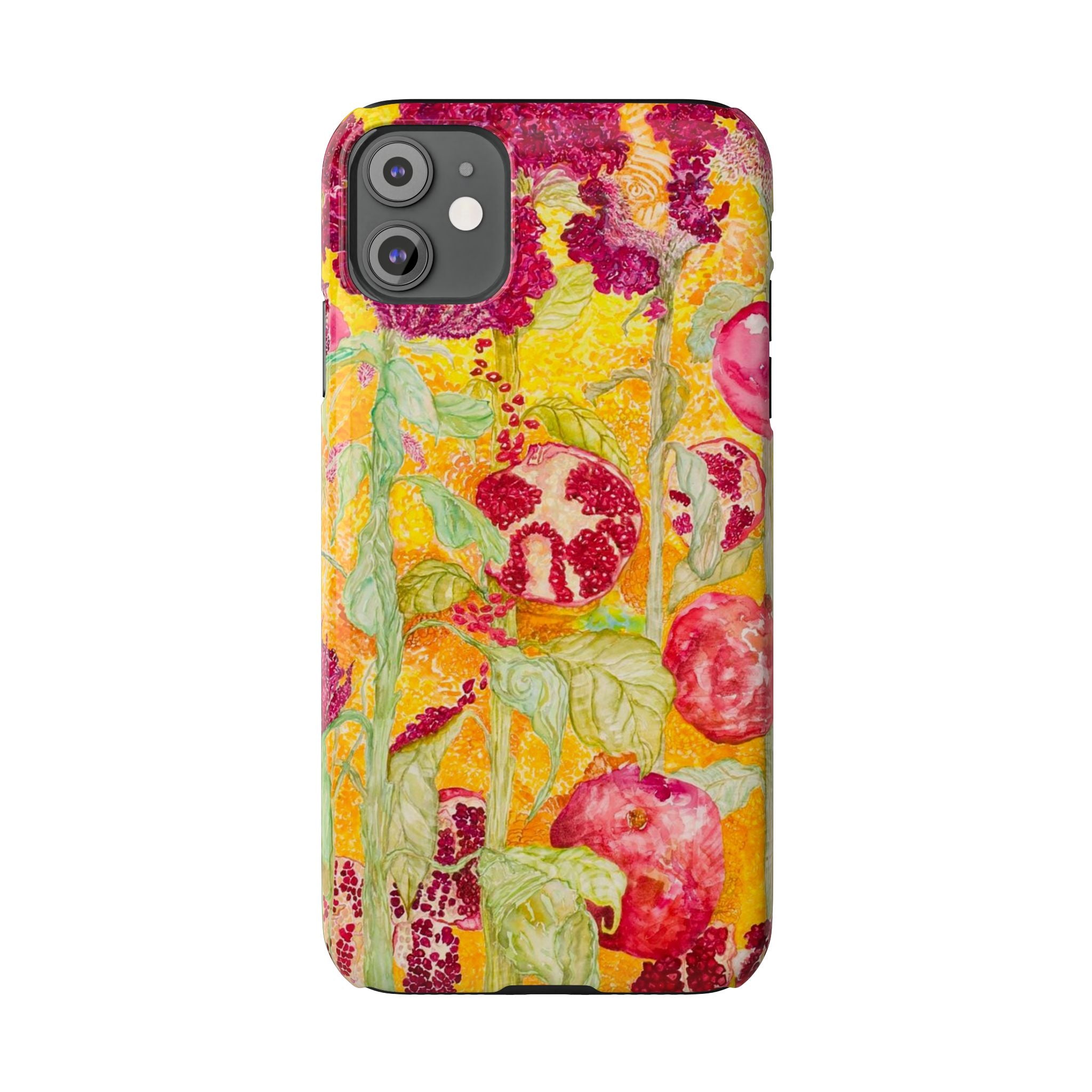 Pomegranate Garden Slim Phone Case — Vibrant Watercolor Fruit Art