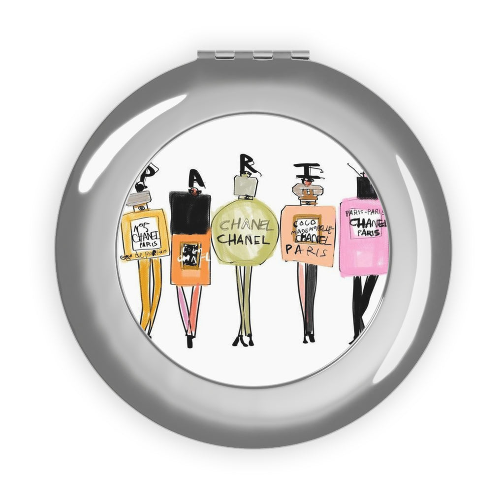 Compact Travel Mirror — Chic Perfume Bottle Design, Pocket Makeup Compact
