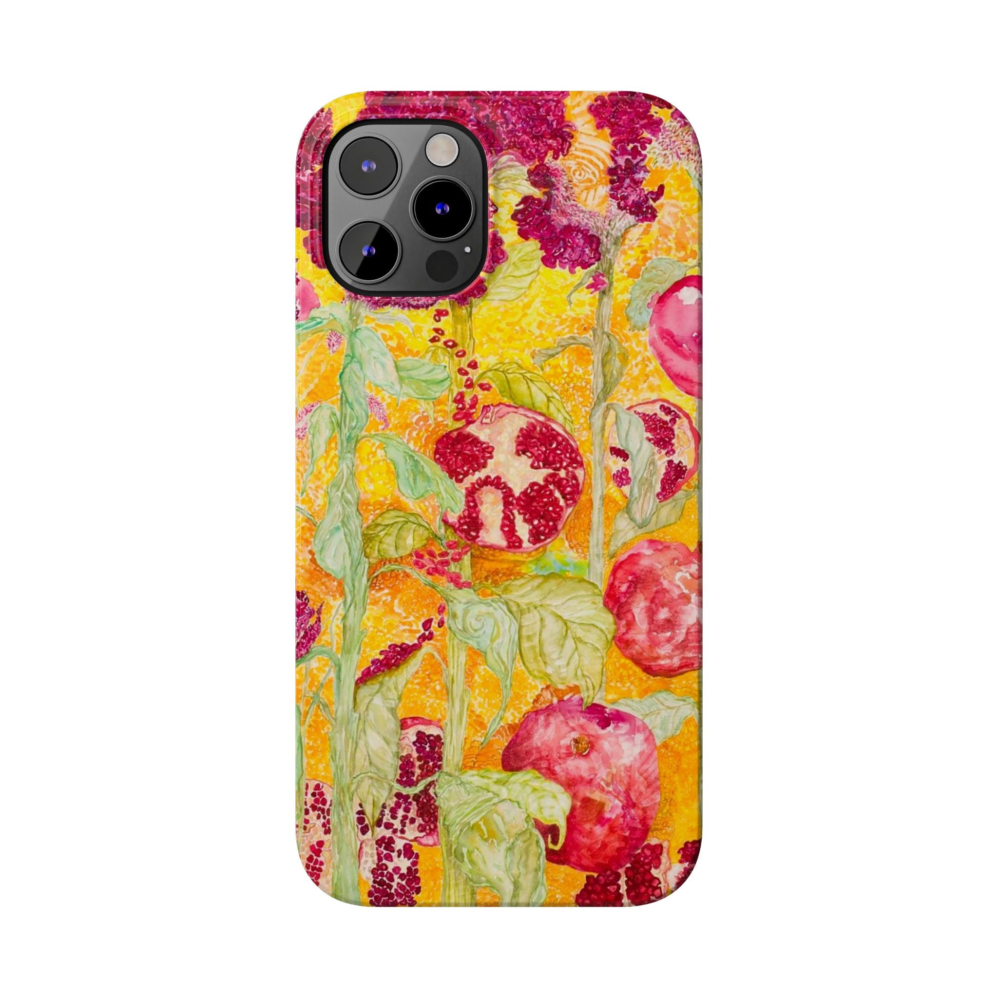 Pomegranate Garden Slim Phone Case — Vibrant Watercolor Fruit Art