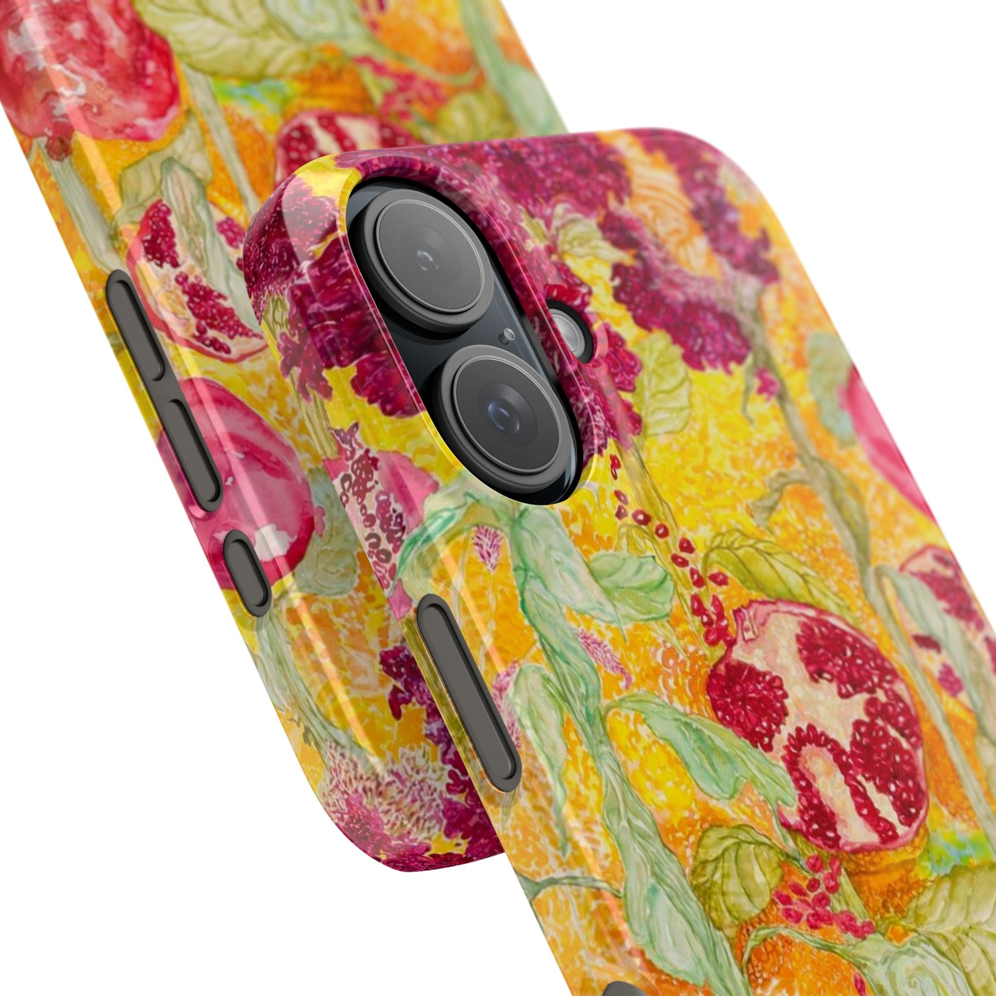 Pomegranate Garden Slim Phone Case — Vibrant Watercolor Fruit Art
