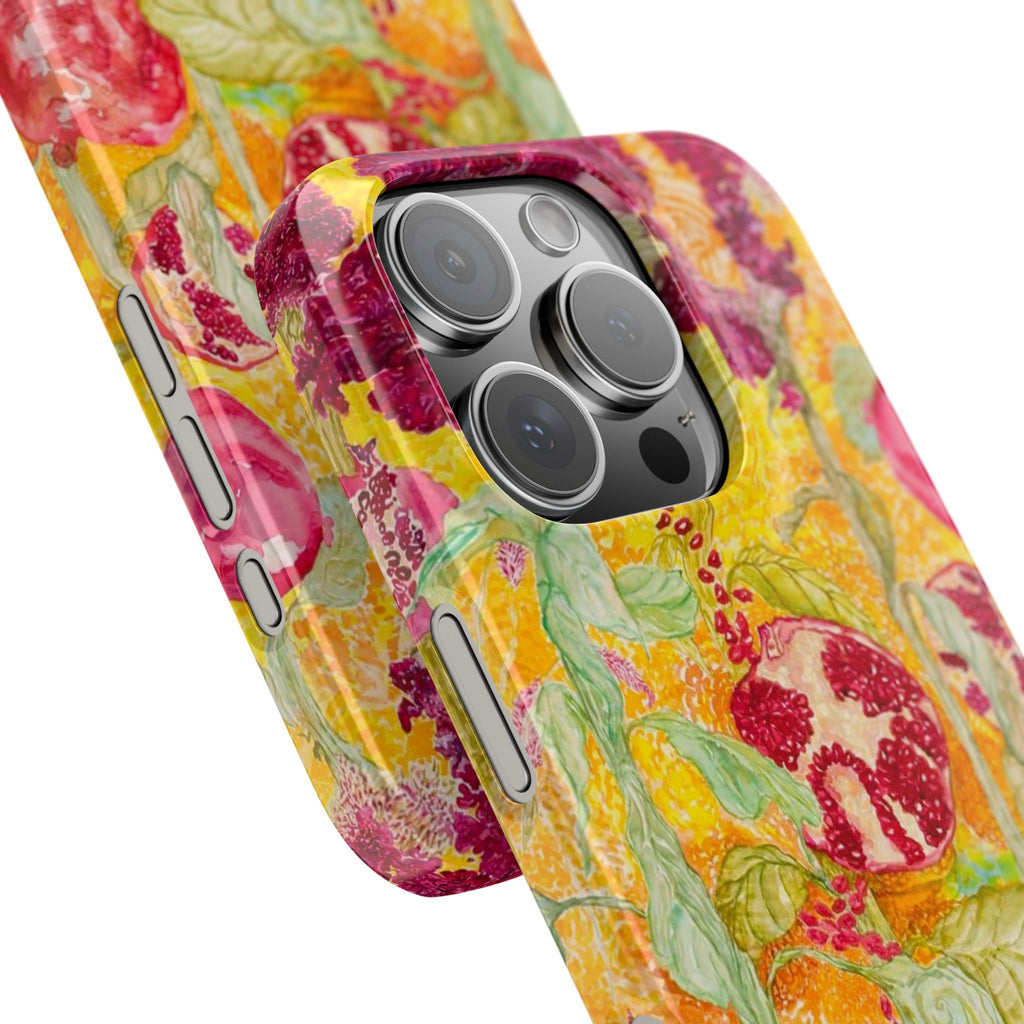 Pomegranate Garden Slim Phone Case — Vibrant Watercolor Fruit Art