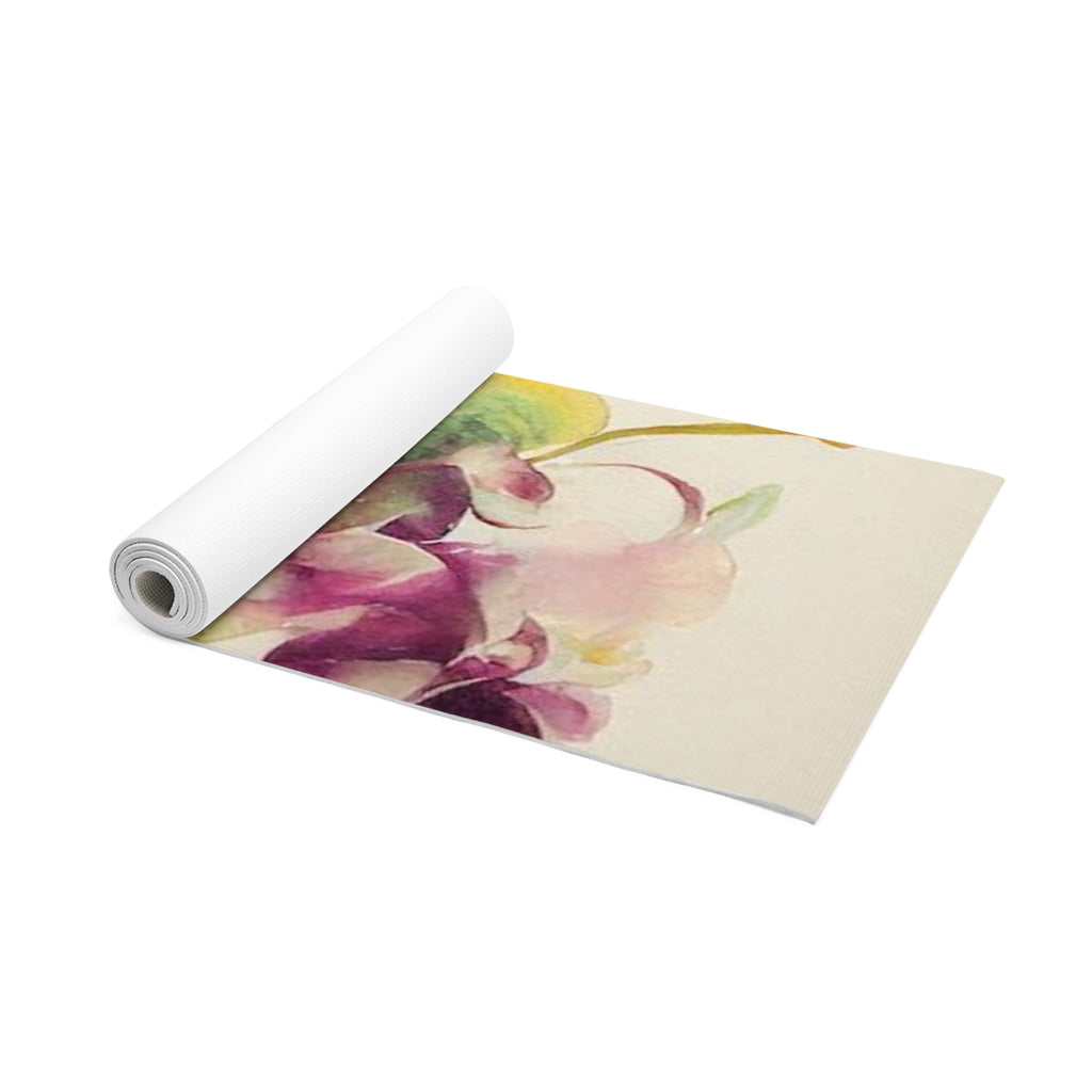 Floral Orchid Foam Yoga Mat — Watercolor Pink & Purple Wellness Mat