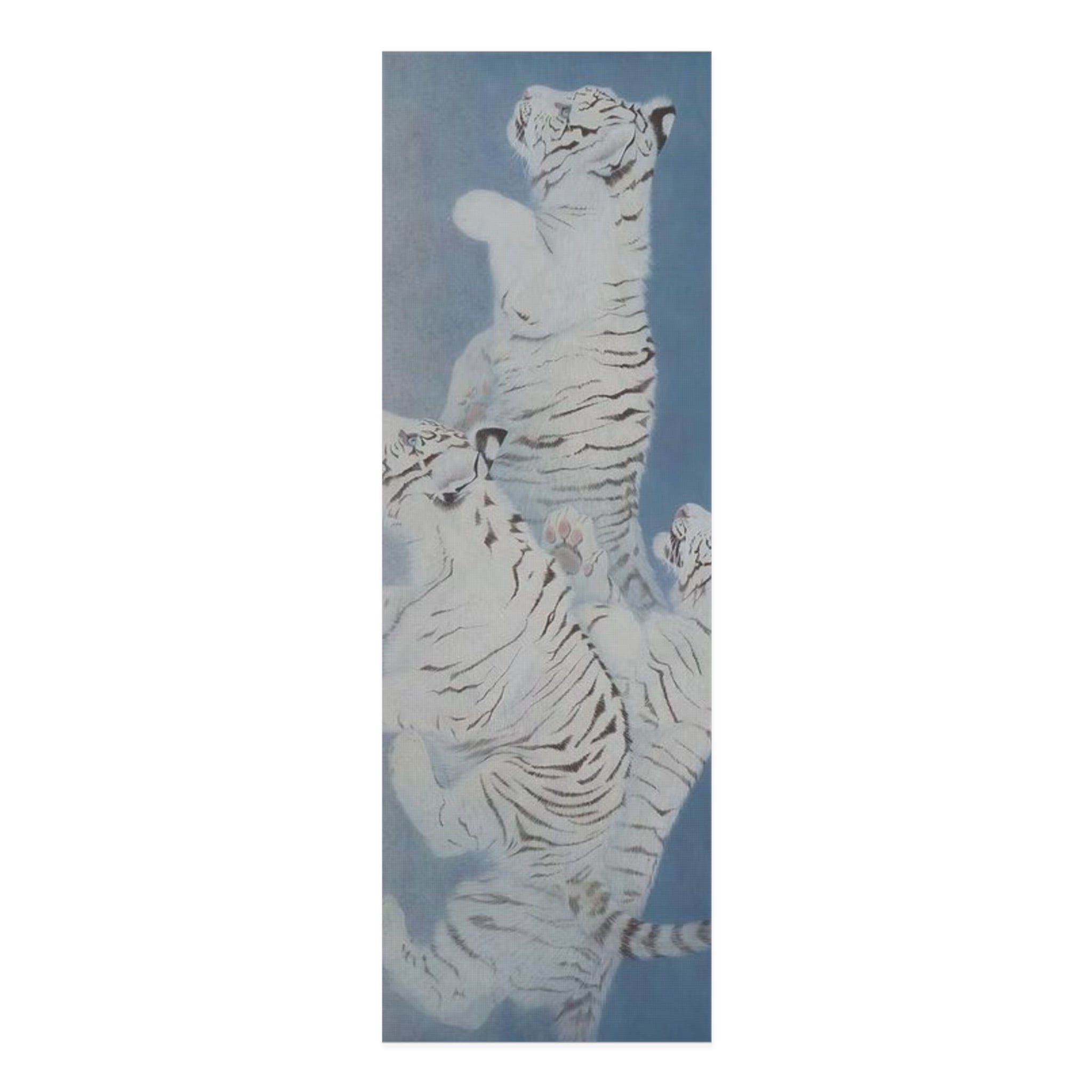 White Tiger Yoga Mat – Foam Non-Slip Mat with Blue Watercolor Design