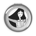 Compact Travel Mirror — Chic Hand-Drawn Girl Illustration Pocket Mirror