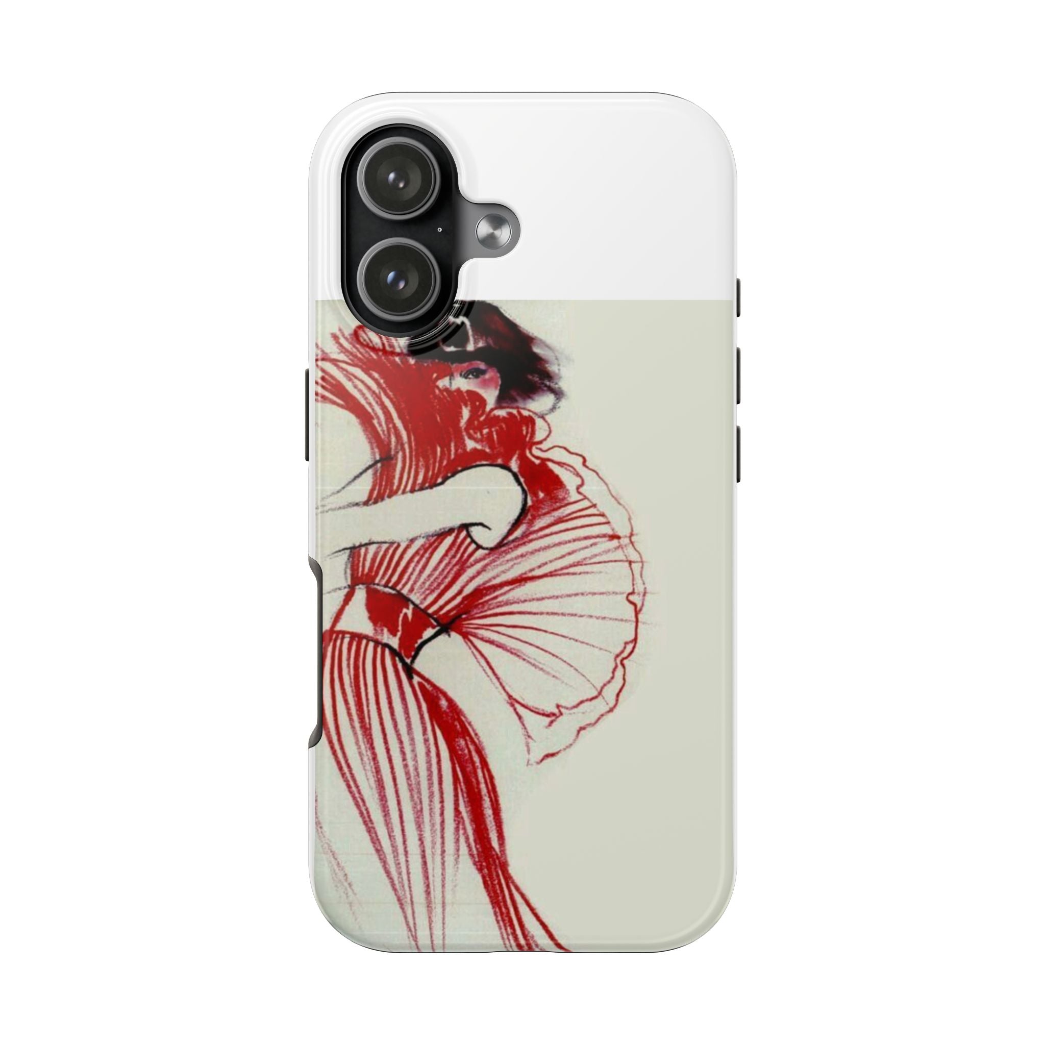 Red Floral Figure Tough Phone Case — Artistic Botanical iPhone Case