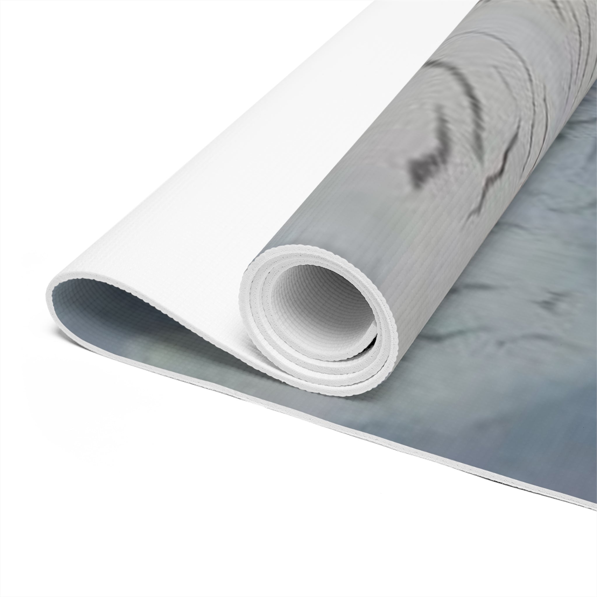 White Tiger Yoga Mat – Foam Non-Slip Mat with Blue Watercolor Design
