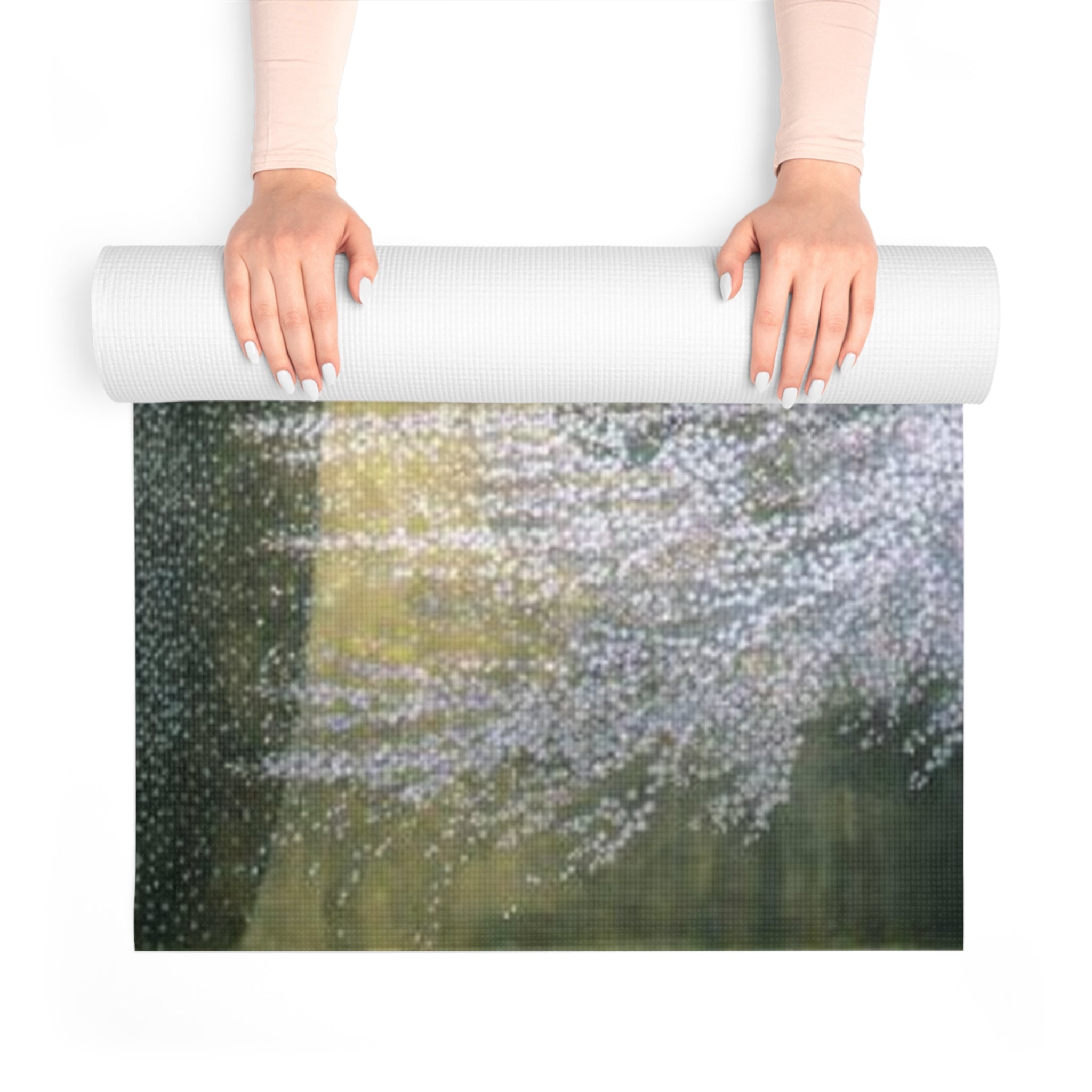 Serene Sunrise Foam Yoga Mat — Abstract Golden Nature Design