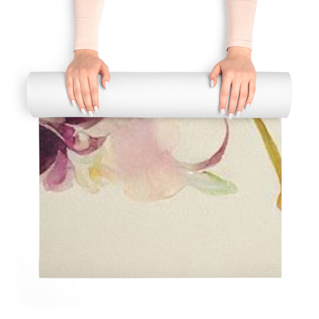 Floral Orchid Foam Yoga Mat — Watercolor Pink & Purple Wellness Mat