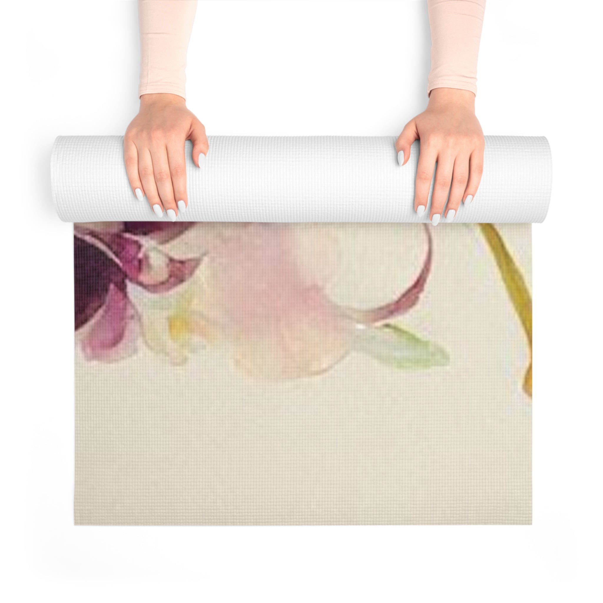 Floral Orchid Foam Yoga Mat — Watercolor Pink & Purple Wellness Mat