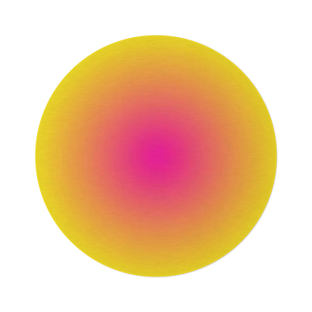 Sunburst Gradient Round Rug — Vibrant Yellow to Pink Accent Mat