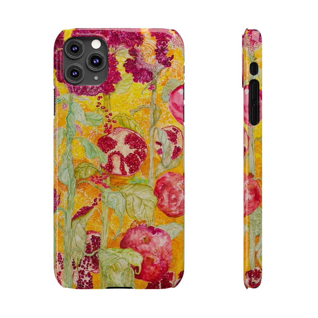 Pomegranate Garden Slim Phone Case — Vibrant Watercolor Fruit Art