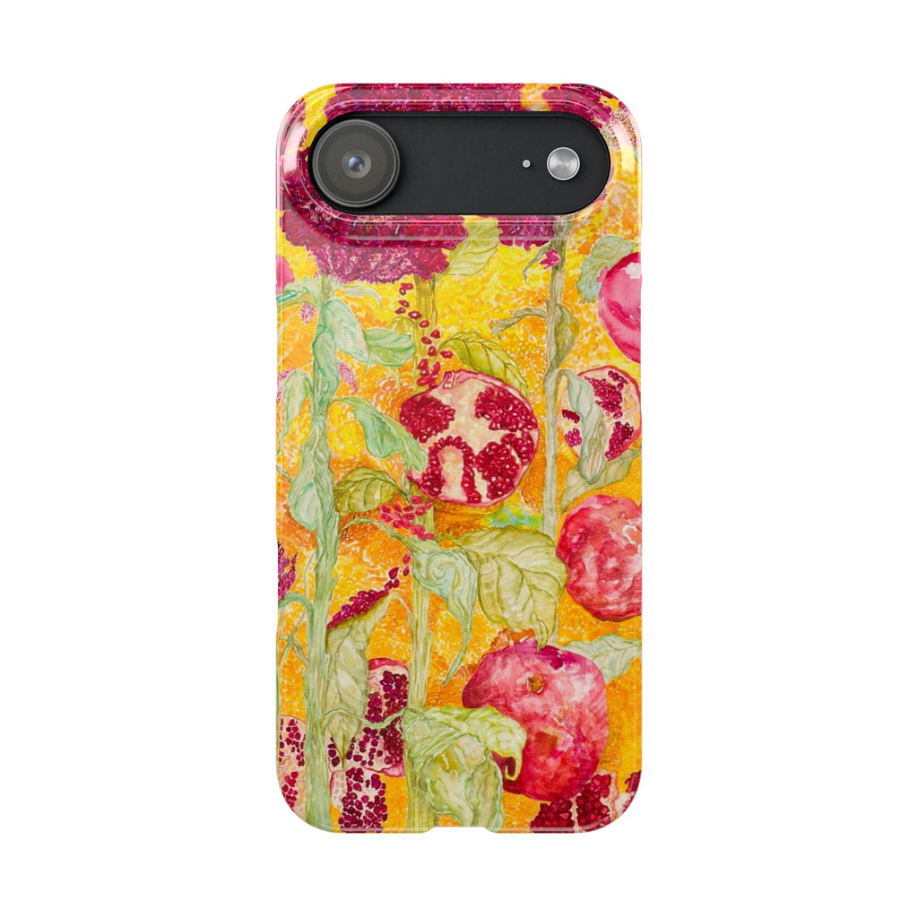 Pomegranate Garden Slim Phone Case — Vibrant Watercolor Fruit Art