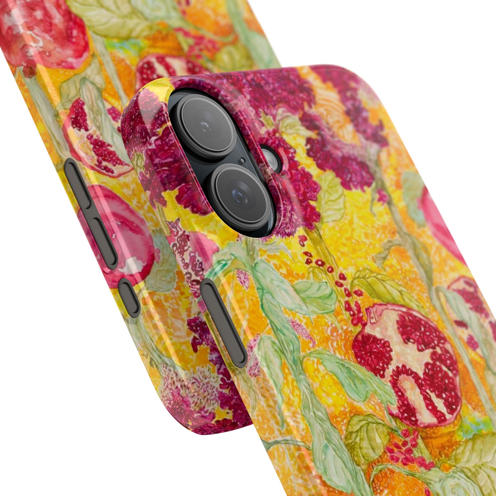 Pomegranate Garden Slim Phone Case — Vibrant Watercolor Fruit Art