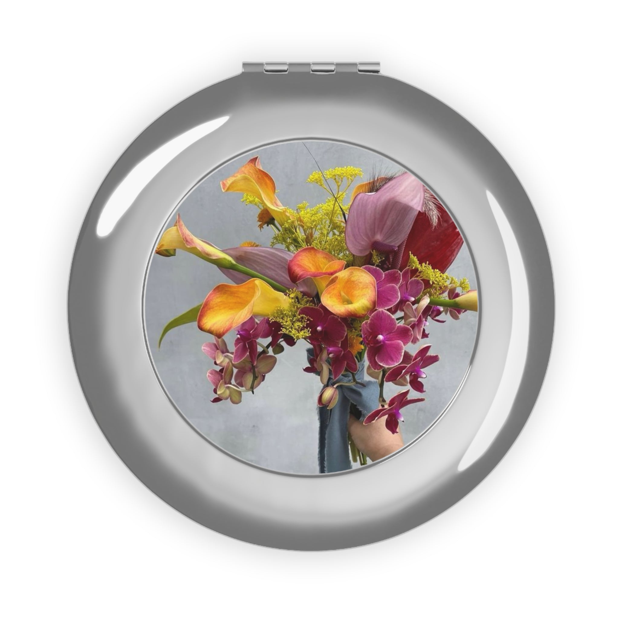 Compact Travel Mirror — Floral Bouquet Compact Mirror, Portable Double-Sided Makeup Mirror