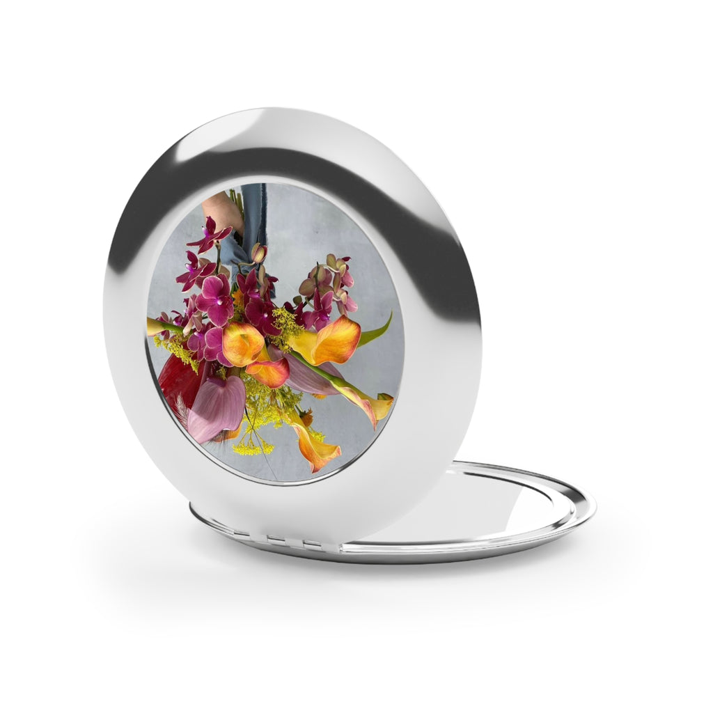 Compact Travel Mirror — Floral Bouquet Compact Mirror, Portable Double-Sided Makeup Mirror