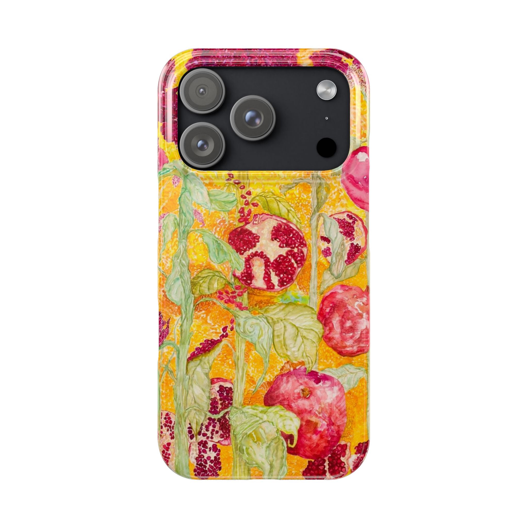 Pomegranate Garden Slim Phone Case — Vibrant Watercolor Fruit Art