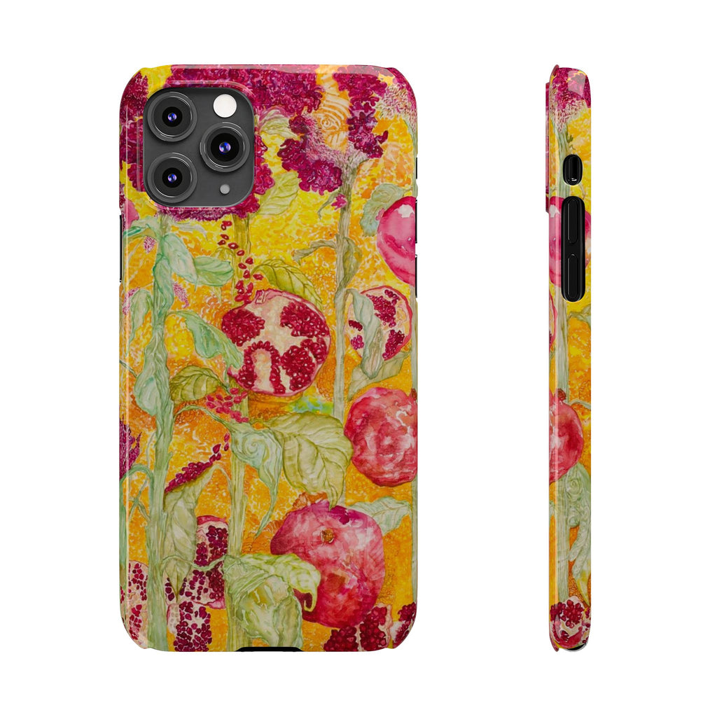 Pomegranate Garden Slim Phone Case — Vibrant Watercolor Fruit Art
